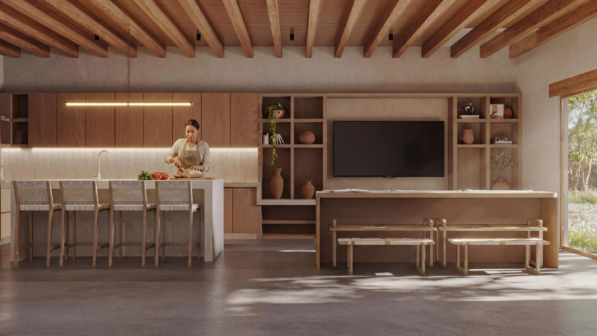 Cocina de Casa Oasis, render, Sierto, General Cepeda, Coahuila