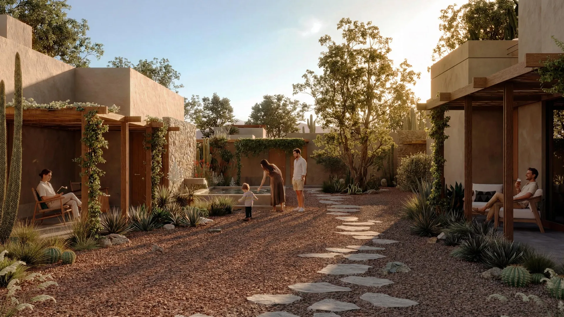 Patio de Casa Oasis, render, Sierto, General Cepeda, Coahuila