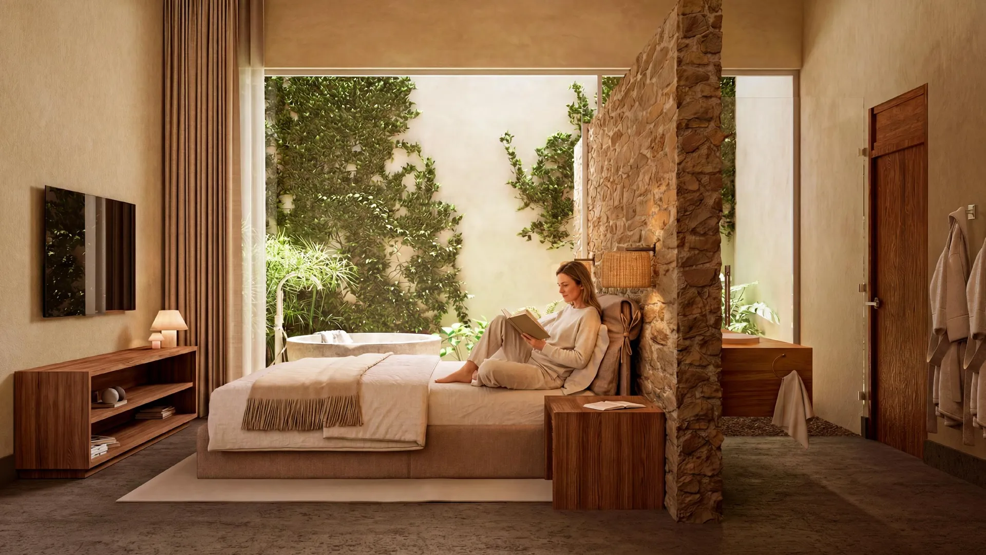 Recámara de Casa Oasis, render, Sierto, General Cepeda, Coahuila